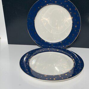 #1181 SAKURA GALAXY BLUE W/ GOLD STARS FINE PORCELAIN